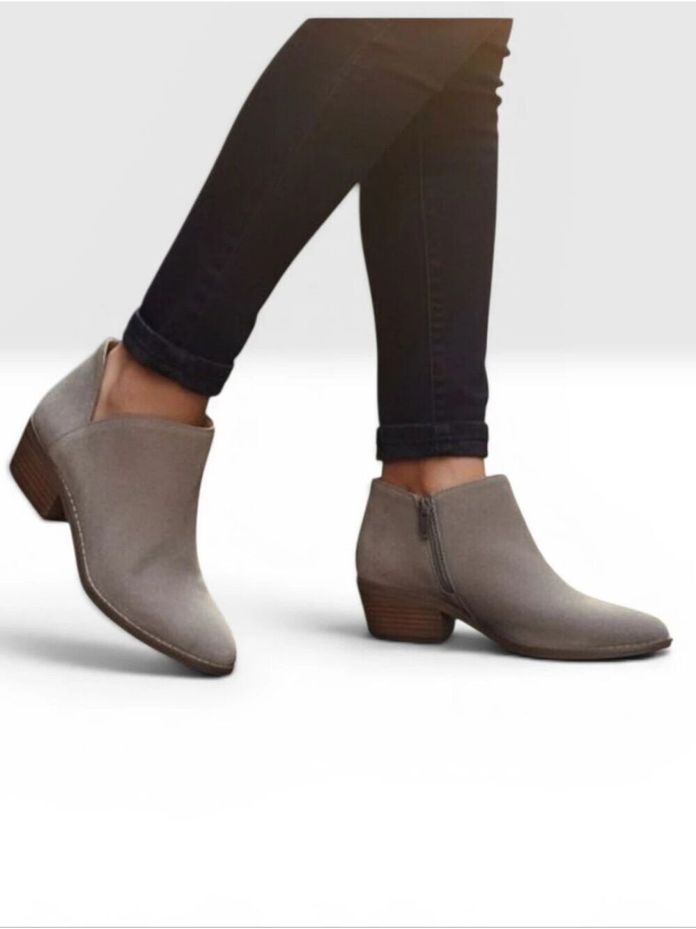 Lucky Brand Frankela Taupe Suede Ankle Booties Size 7.5